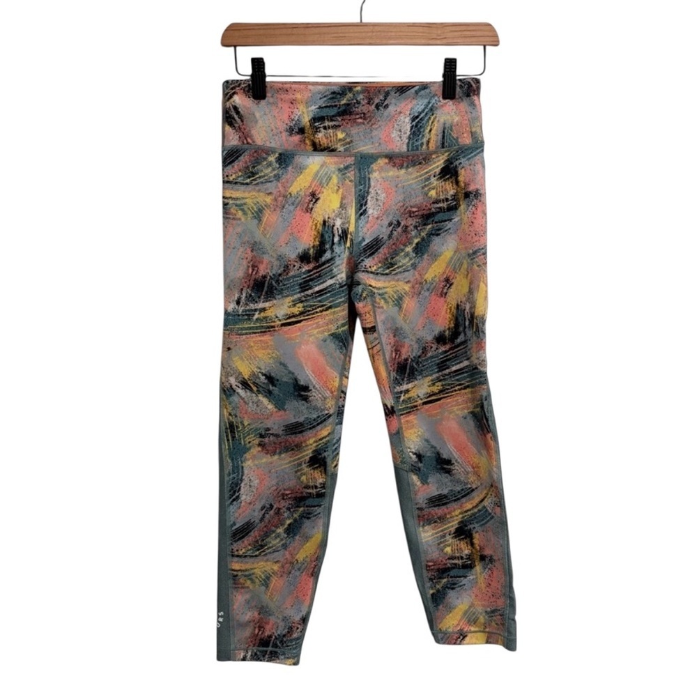 Athleta Girl * Simone Biles Abstract Patterned Leggings Hidden Cord Drawstring